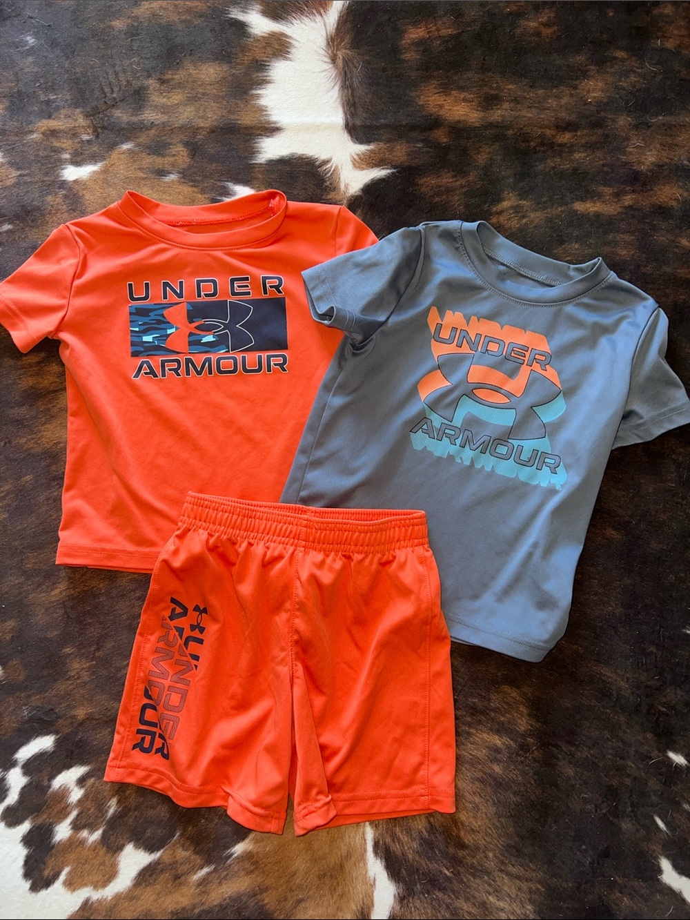 Under Armour Orange & Gray Kids Athletic Tee and Shorts Set